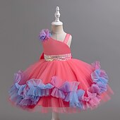 levne Párty šaty-Děti Dívčí Šaty na párty Pevná barva Květiny Bez rukávů Zvláštní příležitosti Módní Princeznovské Polyester Šaty na párty Léto Jaro 2-8 let Více barev Žlutá Světlá růžová