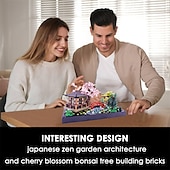 halpa Rakennuslelut-Mikrokokoiset Rakennuspalikat Setit Kiinalainen Zen Puutarha Arkkitehtuuri ja Kirsikankukkabonsai Rakennuslelut Aikuisille Japanilainen Sakura Talo Mini Tiilet Lahjaksi Lapsille 142280 KPL Joululahja
