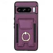 お買い得  その他のスマホケース-電話 ケース 用途 ピクセル9プロ ピクセル9プロXL Pixel 8 Pro Pixel 8 ピクセル9 バックカバー バンカーリング カード挿入口 耐衝撃 レトロ風 TPU PUレザー