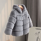 voordelige Meisjes Nepbont Jassen-Kinderen Voor meisjes Jas van imitatiebont Effen Kleur leuke Style School jas bovenkleding 4 jaar + Herfst Wit Champagne Blozend Roze