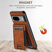 זול תיק טלפון אחר-טלפון מגן עבור Pixel 9 Pro Pixel 9 Pro XL Pixel 8 Pro Pixel 8 Pixel 7 Pixel 7 Pro Pixel 6 Pixel 6 Pro כיסוי אחורי עם מעמד ניתן לניתוק מגנטי רטרו TPU PC עור PU