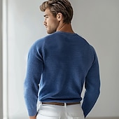 preiswerte Herren Elite Pullover &amp; Cardigans-Herren Pullover Stricken Einfarbig V Ausschnitt Strickware Elegant Weihnachten Weihnachtsgeschenke Bekleidung Herbst Winter Weinrot Schwarz S M L