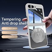levne Pouzdra pro Samsung-telefon Carcasă Pro Z Flip 7 Z Flip 6 Z Flip 5 Zadní kryt se stojánkem Nárazuvzdorné Retro TPU PC