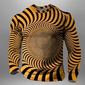 cheap 3D T shirts-Men&#039;s Optical Illusion T Shirt Long Sleeve T shirt 3D Print Crew Neck Shirt Daily Designer Street Casual Yellow Pink Blue Summer Spring Fall Clothing Apparel S M L XL XXL XXXL