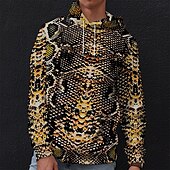 baratos moletons 3d masculinos-Homens Gráfico Serpentina Moletons Moletom Manga Longa Moletom com capuz Com Capuz Férias Impressão 3D Férias Esportes Para Noite Marron Estampado Inverno Primavera &amp; Outono Designer