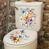 olcso 3D falmatricák-pvc virág pillangó wc burkolat wc tartály dekorációs matricák, vízálló öntapadós levehető fürdőszoba falmatricák, modern lakberendezés