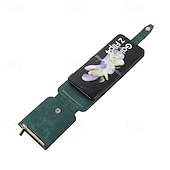 abordables Carcasas Samsung-teléfono Funda Para Z Flip 6 Z Flip 5 Z Flip 4 Z Flip 3 Gire la tapa con Soporte Cremallera con cordón Retro TPU Cuero de PU