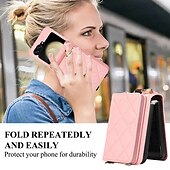 economico Cover Samsung-telefono Custodia Per Capovolgi Z 6 Z Flip 5 Z Flip 4 Z Flip 3 Per retro con cordino Slot per schede Fibbia ad anello Retrò TPU pelle sintetica