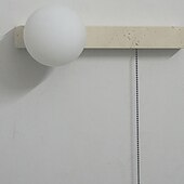 economico Luci da parete-wabi-sabi moderno giallo travertino applique da parete interruttore a catena stile retrò lampada da parete in vetro lampada da parete quadrata minimalista montaggio in superficie illuminazione da