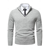 abordables Pull col rond-Homme Pull Chandail Pull Robe pull A côtes Tricoter Découpé Zippé Tricoté Couleur unie Mao mode basique Extérieur du quotidien Vêtement Tenue Automne Hiver Noir Bleu Roi S M L
