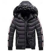 preiswerte Daunenjacken &amp; Parkas für Herren-Herren Wintermantel Daunenjacke Gepolstert Tasche Abnehmbare Kapuze Polyester Urlaub Alltagskleidung Date Regulär Mode Lässig Bequem Thermowarm Herbst Winter Farbblock Wein Schwarz Gelb Dunkelgrün