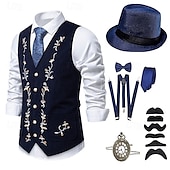 levne oblečení-Retro Řvoucí 20s 20. léta 20. století Úbory Vesta Sada příslušenství Gentleman Pánské předvečer Všech svatých Karneval Nový rok Večírek Plesová maškaráda Silvestr Dospělé Nákrčník Vesta Více doplňků