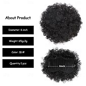 abordables Queue-de-cheval-Extensions de cheveux synthétiques courtes en chignon bouclé crépu avec cordon de serrage pour femmes noires et filles
