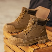baratos Botas de trabalho-Homens Botas Botas de trabalho Couro Premium Confortável Antiderrapante Com Cadarço Amarelo Cáqui