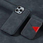 お買い得  iPhone用ケース-電話 ケース 用途 iPhone 16 15 14 Pro Max Plus 13 Pro Max バックカバー スタンド付き 取り外し可 磁石バックル レトロ風 TPU PUレザー