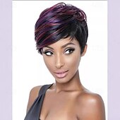 abordables Perruques de qualité supérieure-perruque synthétique coupe lutin droite perruque courte cheveux synthétiques femme douce fête facile à porter noir marron tenue quotidienne fête perruque courte afro-américaine coiffures féminines