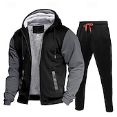 cheap Basic Tracksuits-Men's Tracksuit Sweatsuit Black Red Navy Blue Light Grey Dark Gray Hooded Color Block Drawstring 2 Piece Streetwear Cool Spring Fall Clothing Apparel Hoodies Sweatshirts