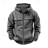 abordables sudaderas basicas hombre-Hombre Sudadera con capucha y cremallera completa Sudadera con cremallera Sudadera táctica con capucha Negro Vino Verde Ejército Caqui Gris Oscuro Con Capucha Plano Cerrar Bolsillo Deporte Diario