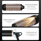 abordables Protections personnelles-Fer à friser à air chaud, peigne à friser, peigne électrique, multifonctionnel, peigne à cheveux raides, peigne à rouleau domestique, fer à friser, boucler droit, double usage, noir