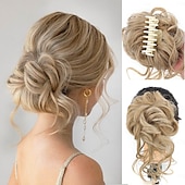 ieftine Meșe-coc dezordonat bucată de păr gheare clemă chignon sintetic ciufulit updo cu virici extensii de păr coc de păr ondulat coc de păr artificial scrunchies de păr accesorii de păr pentru femei