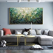 cheap Still Life Paintings-Handmade Original Nordic Minimalism Oil Painting On Canvas Contemporary Abstract Green Impasto Texture Wall Art for Home Decor With Stretched Frame/Without Inner Frame Painting