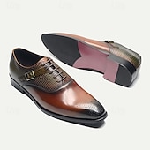 お買い得  クラシックドレスシューズ-織りの質感とバックルのディテールを備えたメンズプレミアム牛革オックスフォードシューズ - フォーマルな場面に最適なエレガントなドレスシューズ