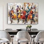 ieftine Picturi cu Oameni-pictură în ulei muzicală picturi abstracte de artrită realizate manual pe pânză pictate manuală pictură în ulei acrilic cu textura bogată picturi muzicale moderne artă de perete opere de artă pictate