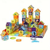 cheap Building Toys-100pcs House Assembly Building Blocks Large Size Creative Square Block Building Blocks Basic Assembly Building Blocks Educational DIY Assembly Toys Birthday Gifts Christmas Halloween Gift