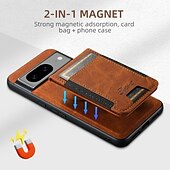 זול תיק טלפון אחר-טלפון מגן עבור Pixel 9 Pro Pixel 9 Pro XL Pixel 8 Pro Pixel 8 Pixel 7 Pixel 7 Pro Pixel 6 Pixel 6 Pro כיסוי אחורי עם מעמד ניתן לניתוק מגנטי רטרו TPU PC עור PU