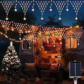 economico Striscie luci ad energia solare-luci a rete a energia solare con ghiaccioli a forma di stella, 8 modalità di illuminazione luci natalizie con telecomando per Natale grondaie esterne casa giardino&amp;amp;decorazione per la festa di