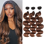 economico 3 ciocche di capelli veri tessitura-capelli brasiliani capelli umani colore capelli t1b-4/30# estensione capelli mossi 3 pacchi