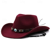 olcso Fedora kalap-Férfi Kentucky Derby Hat Szalmakalap Cowboy kalap Fedora Trilby kalap Fekete Bor Gyapjú Régies stílus Divat 18. század Texas állam Napi Témakör Egyszínű / Sima szín Fényvédő Szerepjáték