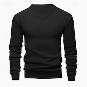 abordables Pull col rond-Homme Pull Pull court Pull en tricot A côtes Tricoter Normal Tricoté Plein Col V Mode Décontractées Usage quotidien Rendez-vous Vêtement Tenue Automne hiver Noir Bleu S M L