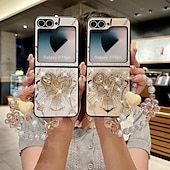 お買い得  サムスン用ケース-電話 ケース 用途 Zフリップ6 Z Flip 5 Z Flip 4 Z Flip 3 バックカバー スタンド付き リストストラップ付き 耐衝撃 レトロ風 TPU PC