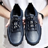 cheap Men&#039;s Sneakers-Men&#039;s White Perforated Casual Shoes with Hand-Stitched Detailing, Breathable Mesh Upper and Comfortable Slip-On Design