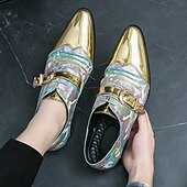 economico Semi-formale-scarpe formali da uomo con puntale in metallo dorato e dettaglio fibbia - elegante design con lacci per feste ed eventi speciali