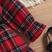 cheap Casual Dresses-Kids Girls&#039; Dress Plaid Long Sleeve Performance Party Patchwork Adorable Daily Polyester Midi Casual Dress Spring Fall 4 years+ Red