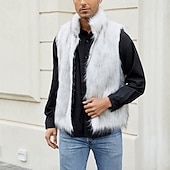 economico Gilet-Per uomo Gilet Cappotto di pelliccia sintetica Giornaliero Appuntamento Da mare Di tendenza Informale Autunno inverno Tenere al caldo Poliestere Comodo Liscio Cardigan Colletto alla coreana Standard