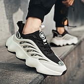 economico Sneakers da uomo-scarpe da ginnastica da uomo futuristiche con suola spessa in bianco e nero - scarpe sportive leggere e traspiranti per abbigliamento casual o da corsa