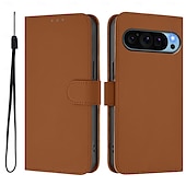 זול תיק טלפון אחר-טלפון מגן עבור Pixel 9 Pro Pixel 9 Pro XL Pixel 8 Pro Pixel 8 פיקסל 9 Pixel 7 Pixel 7 Pro Pixel 6 Pixel 6 Pro כיסוי הפוך עם מעמד עם רצועת יד חריץ לכרטיס רטרו TPU עור PU