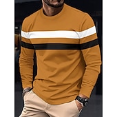 preiswerte Basic-T-Shirts-Herren T Shirt T-Shirt Langarmshirt Langarm Rundhalsausschnitt Frühling &amp; Herbst Einfach Mode Designer Basic Farbblock Urlaub Straße Ausgehen Wein Schwarz Weiß Top T-Shirt für Herren