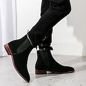 abordables Bottes de Chelsea-bottines chelsea en simili-suède pour homme – bottines décontractées à enfiler avec empiècements latéraux élastiques pour un usage quotidien, style vintage