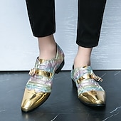 economico Semi-formale-scarpe formali da uomo con puntale in metallo dorato e dettaglio fibbia - elegante design con lacci per feste ed eventi speciali