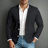 baratos Blazers Clássicos Masculinos-jaqueta masculina waffle blazer casaco esportivo formal casamento aniversário elegante moda primavera&amp;amp;blazer de tecido waffle de outono, simples, de dois botões, marrom escuro, preto, verde