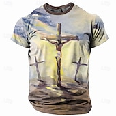  Natale Maglietta da uomo con Bibbia Gesù T Shirt a maniche corte T shirt 3D Stampata Maglietta Collo Rotondo Retro Vintage Casual Stile Stradale Natale Sport All'aperto Festa Bianca Primavera  Estate