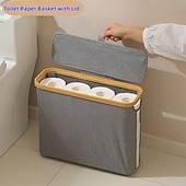 cheap Storage &amp; Organization-Toilet Paper Basket with Lid Large Capacity Easy to Install Toilet Paper Storage Organizer Multi-purpose Toilet Paper Holder