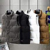 economico Gilet Puffer da Uomo-Per uomo Gilet imbottito Gilet in velluto a coste Gilet trapuntato Da tutti i giorni Da mare Per uscire Di tendenza Essenziale Primavera &amp; Autunno Cerniera Velluto a coste Comodo Liscio Cerniera