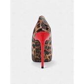 abordables Talons Aiguilles-talons aiguilles imprimé léopard pour femmes – escarpins à bout pointu en cuir verni rouge pour fêtes et événements nocturnes