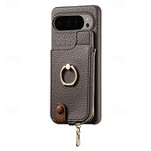 cheap Other Phone Case-Phone Case For Pixel 9 Pro Pixel 9 Pro XL Pixel 8 Pro Pixel 8 Pixel 7 Pixel 7 Pro Pixel 6 Pixel 6 Pro Back Cover with Stand Holder Ring Holder Zipper Retro TPU PU Leather