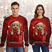 olcso Vicces karácsonyi pulóverek és pulóverek-Karácsony Mikulás Pullover Vicces karácsonyi pulóver 3D nyomtatás 3D Karácsony Grafikus Kompatibilitás Páros Férfi Női Felnőttek Karácsony Farsang 3D nyomtatás Parti Fesztivál
